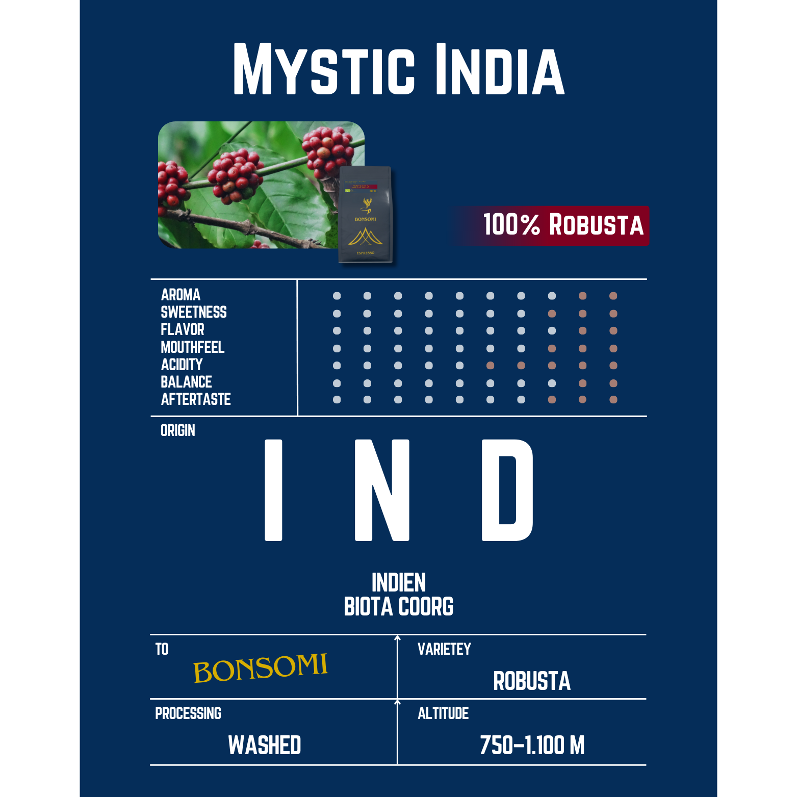 Mystic India – kräftiger indischer Bio-Kaffee, Single Origin Coorg, aromatisch & vollmundig